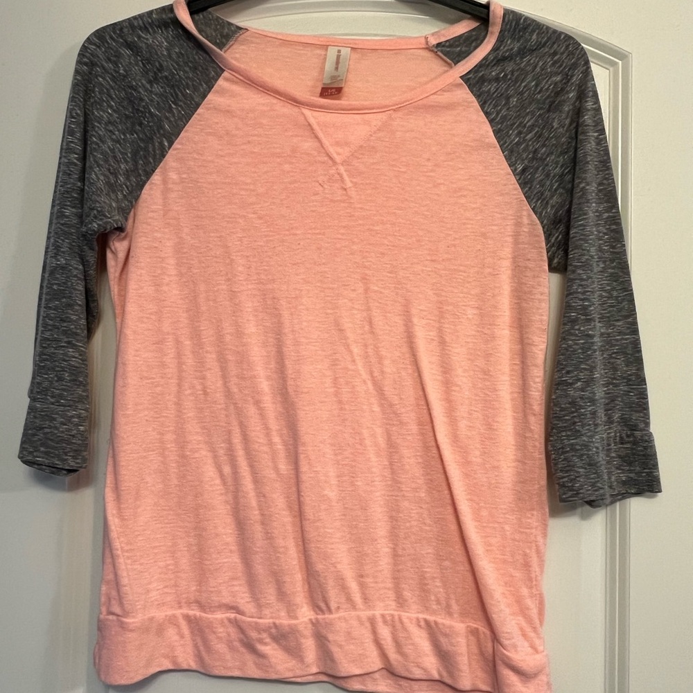 No Boundaries Pink and Gray Long Sleeve Tee